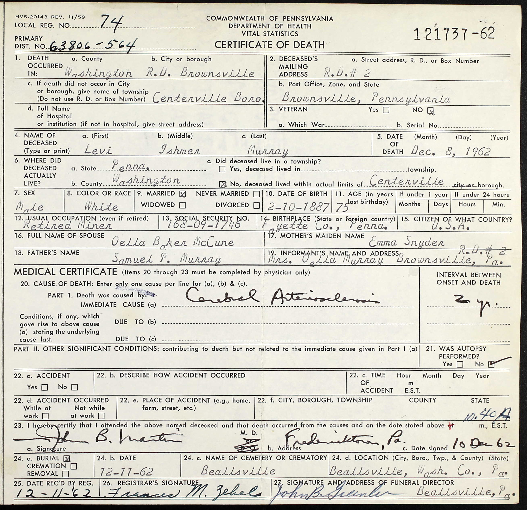 death certificate